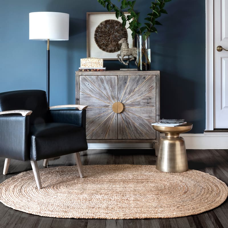 Nuloom Adelaida Farmhouse Jute Area Rug - 3' x 5' Oval - Natural