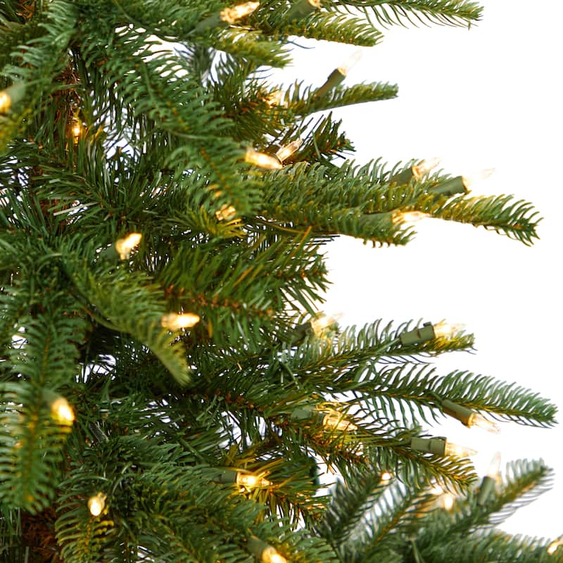 5’ Pre-Lit Layered Washington Spruce Artificial Christmas Tree, Clear LED Lights - 5 Foot