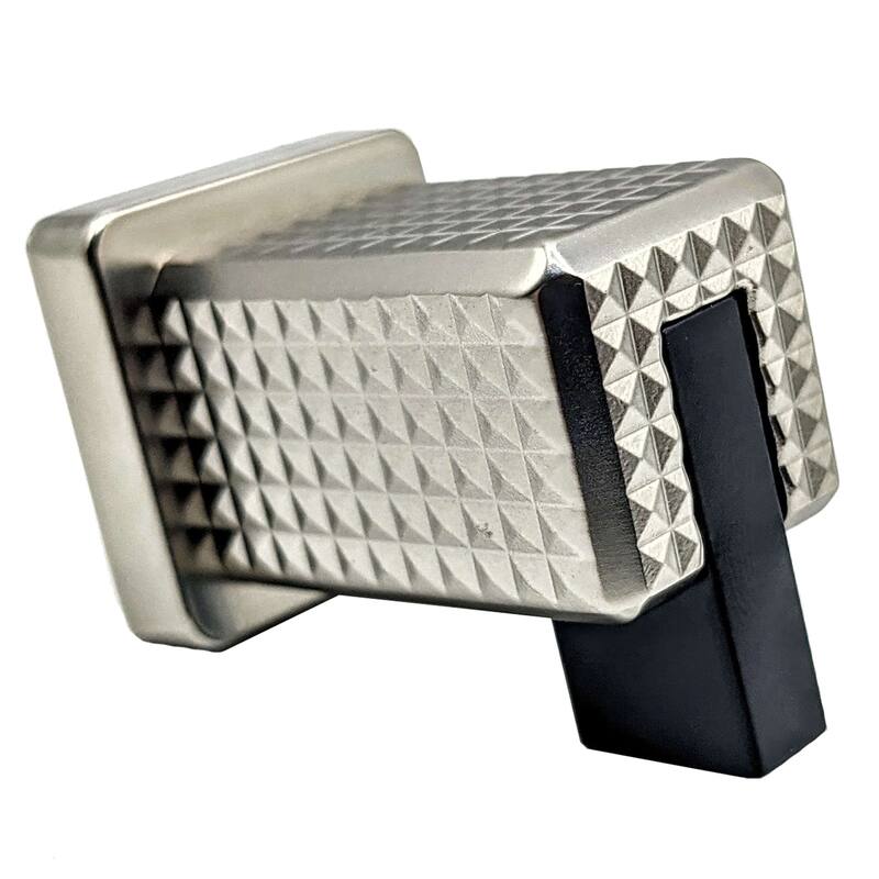 1 in. Modern Embossed Matte Black Square Cabinet Knobs (10-Pack)