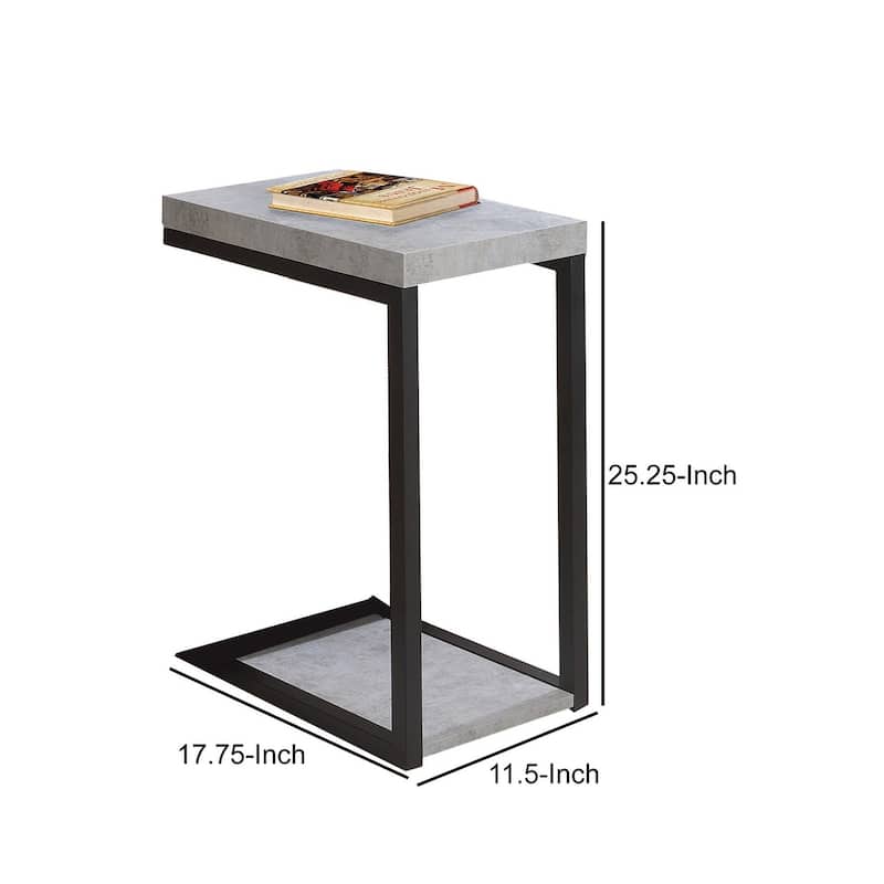 Industrial Faux Cement Designed Snack Table - 25.25 H x 11.5 W x 17.75 L Inches
