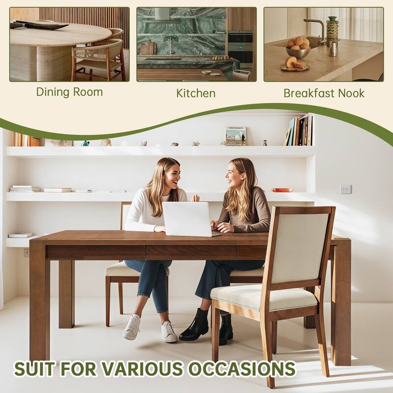 Modern Linen Cushioned Dining Chair, Fully Upholstered Accent Chair