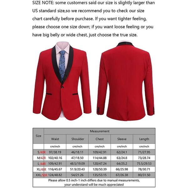 Shop Fisoul Men S Suit Skinny Fit Suit Jacket Stylish Casual Single Red Size Medium Overstock 29607474