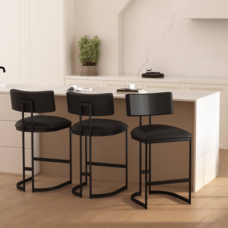 Manhattan Comfort Juno Metal Vegan Leather Counter Stool