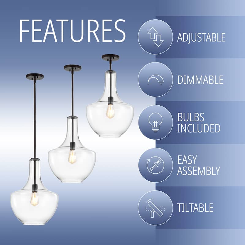 Bettina 1- Light Mid-Century Modern Iron/Glass LED Pendant, by JONATHAN Y