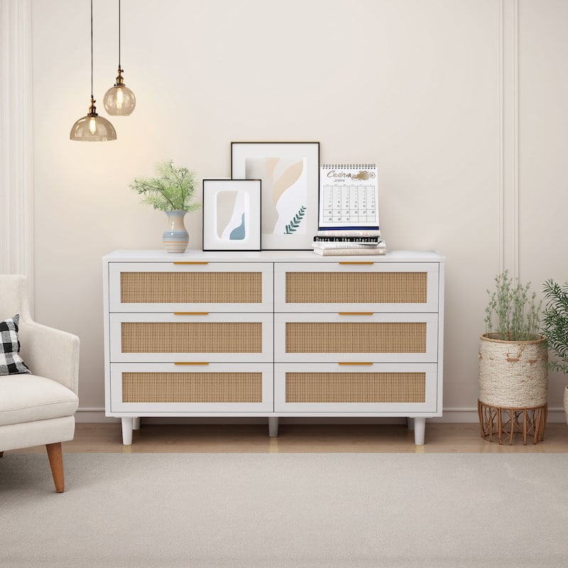 6-Drawers Rattan Storage Cabinet Rattan Drawer