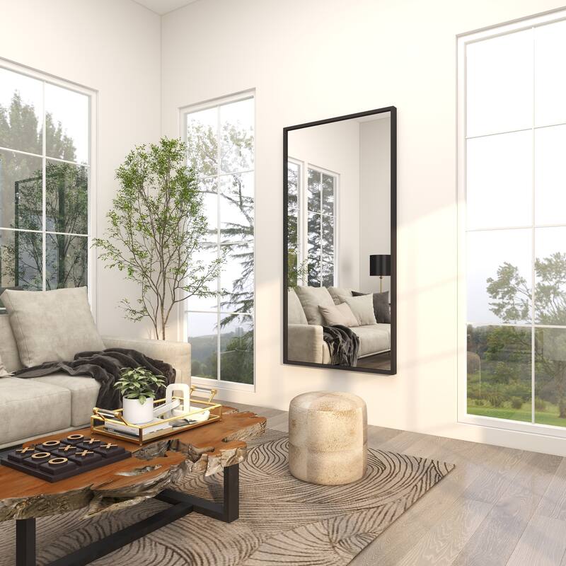 Metal Tall Floor Mirror - Black - Roche River Decor