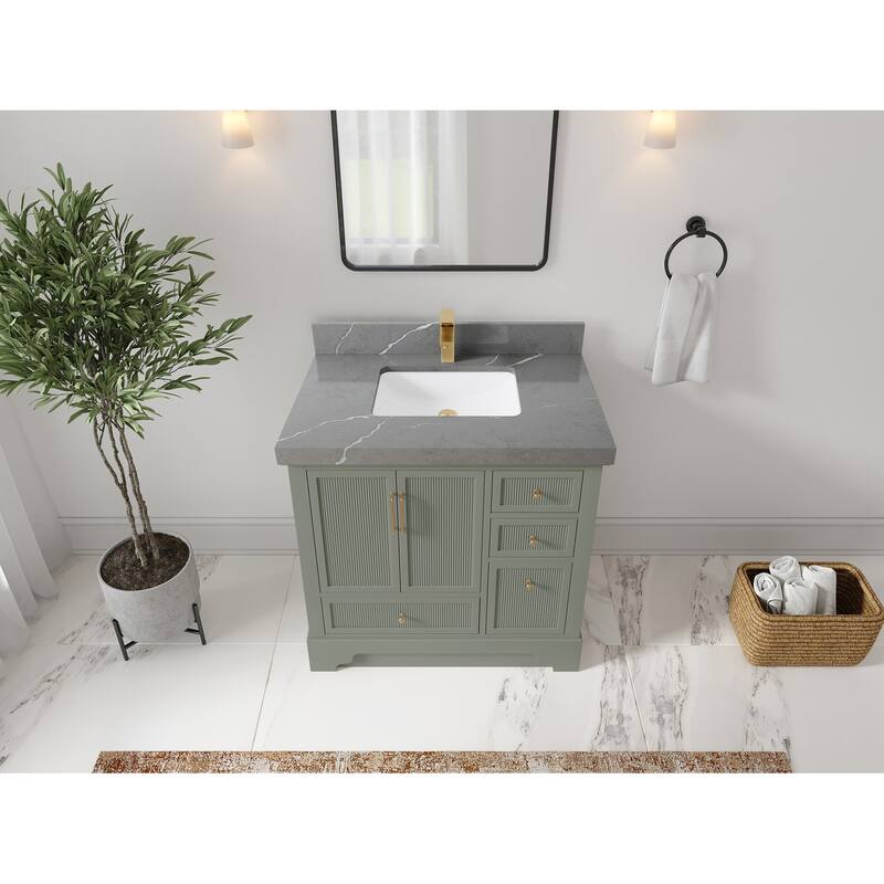 Willow Collections 36 in. W x 22 in. D Alys Center Sink Left Bathroom Vanity with Countertop