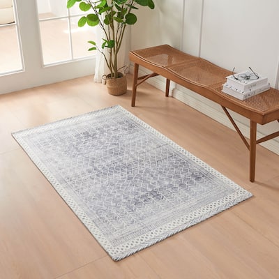 Linery & Co. Machine Washable Slip Resistant Vintage Inspired Patterned Accent Rugs