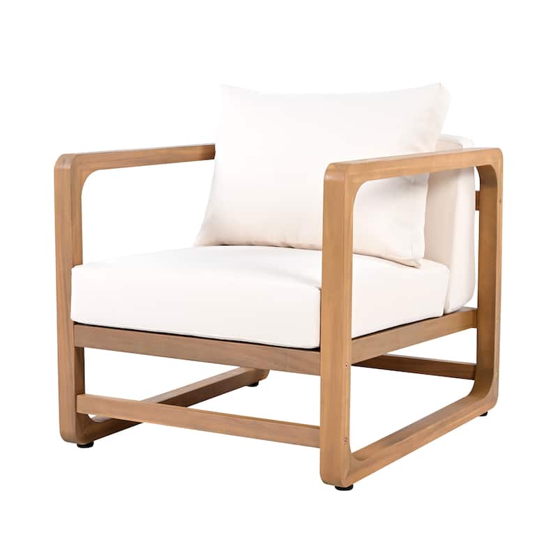 Christopher Knight Home - Marcellus Acacia Wood Oversized Lounge Chair with Removable Cushions (Set of 2)