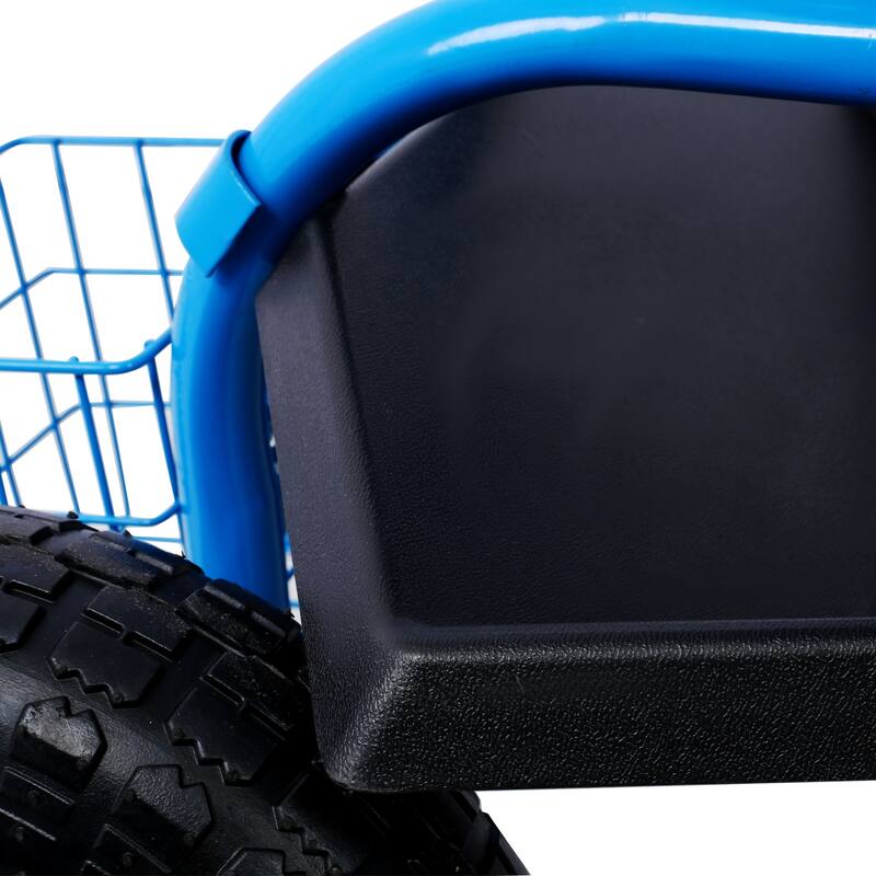Garden Cart Seat with Wheels and Tool Tray - Blue