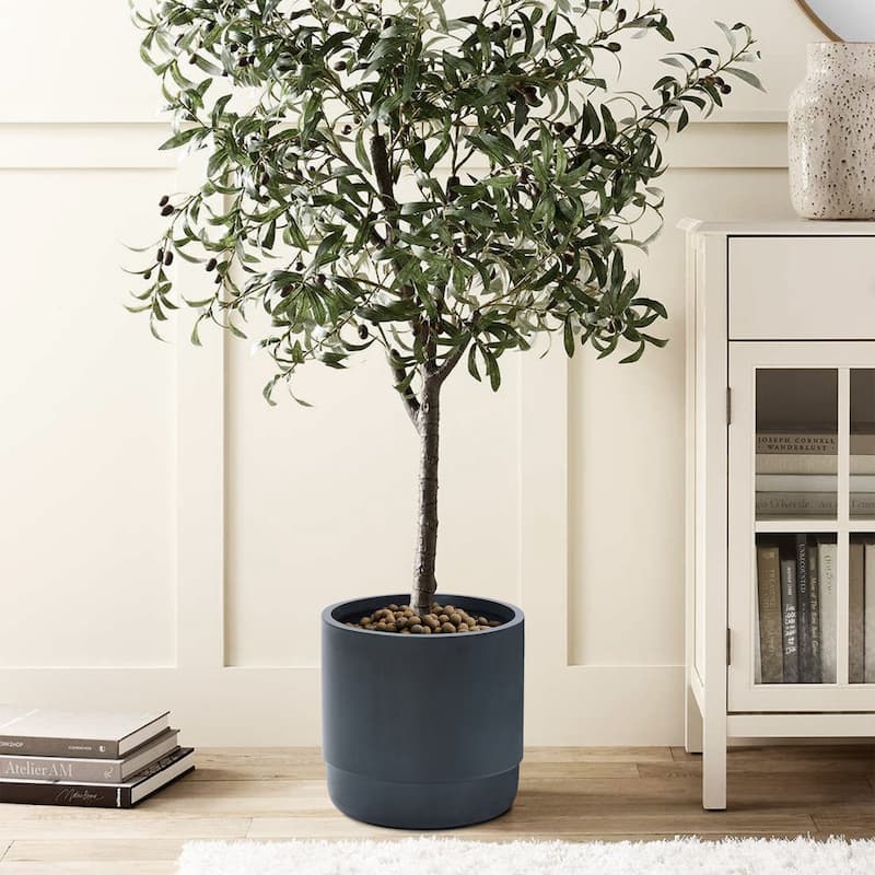 Modern Grey MgO 14.17" Round Planter
