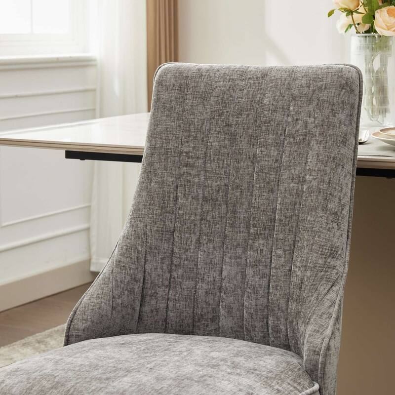 Rayon Cloth Flocking Chenille Dining Chairs Channel Kitchen Dinner Chair Comfy Fabric Upholstered Accent Chair