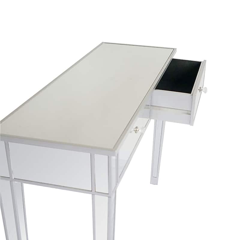 2 Drawers Mirrored Makeup Table Computer Desk Writing Desk - (41.34 x 14.17 x 29.92)"