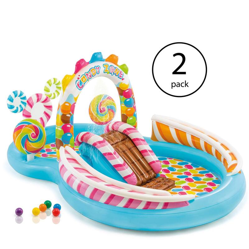 Intex 9 x 6 Foot Inflatable Candy Zone Play Center Pool with Waterslide (2 Pack) - 15