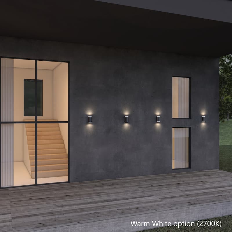 Infinity Black Modern Solar Up and Down LED Wall Sconce Lantern with 2 Colors