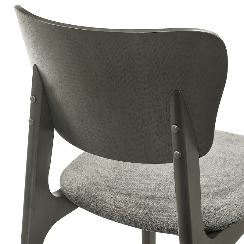 Kalia Mid-Century Modern Upholstered Wood Dining Chairs - Set of 2