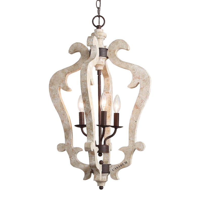 The Gray Barn Farmhouse 3/4-Light Wood Chandelier Lantern Foyer Island Lights