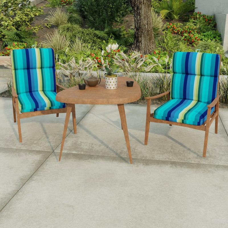22" x 44" Outdoor Chair Cushion with Ties and Loop - 44'' L x 22'' W x 4'' H - Islip Teal