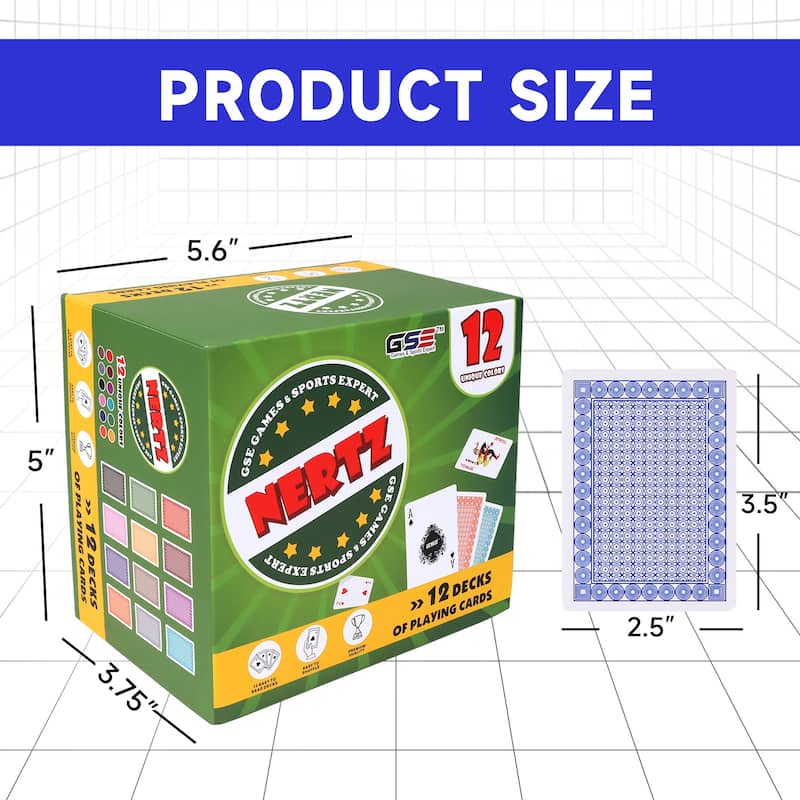 GSE Nertz Card Game Set, Multi-Colored Playing Card Deck, Bulk Set Poker Wide-Size Regular Index