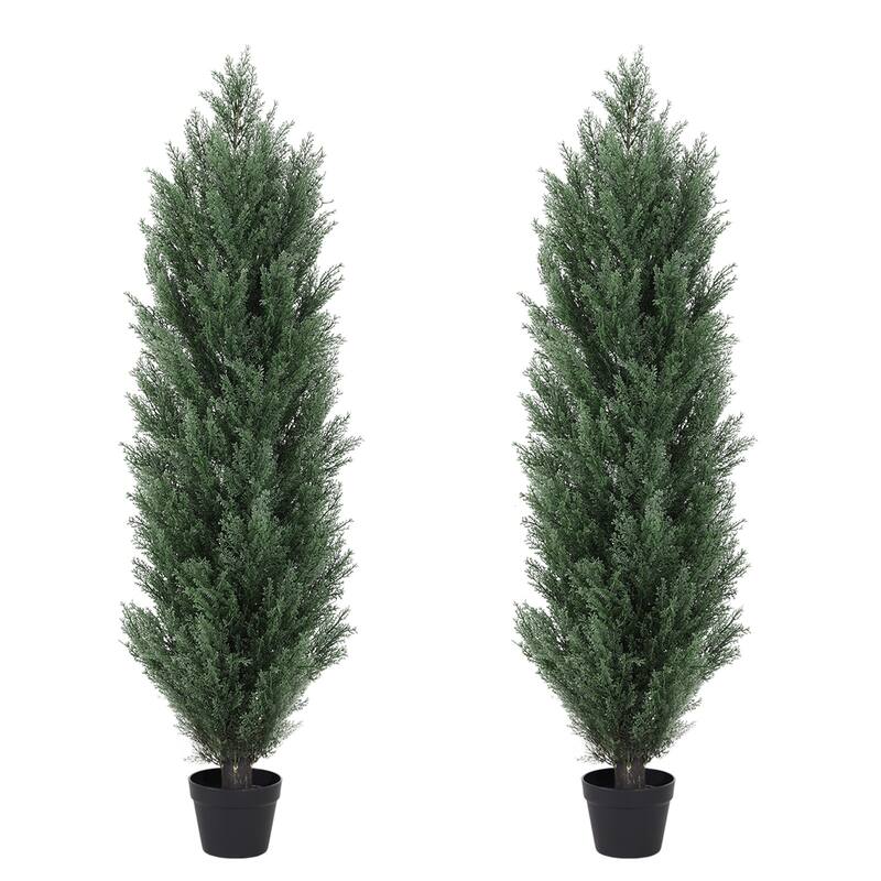 2-Pack 4FT Artificial Pine Cypress Trees - Green