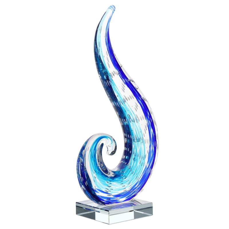 Luxury Lane Hand Blown Ocean Wave Art Glass Sculpture