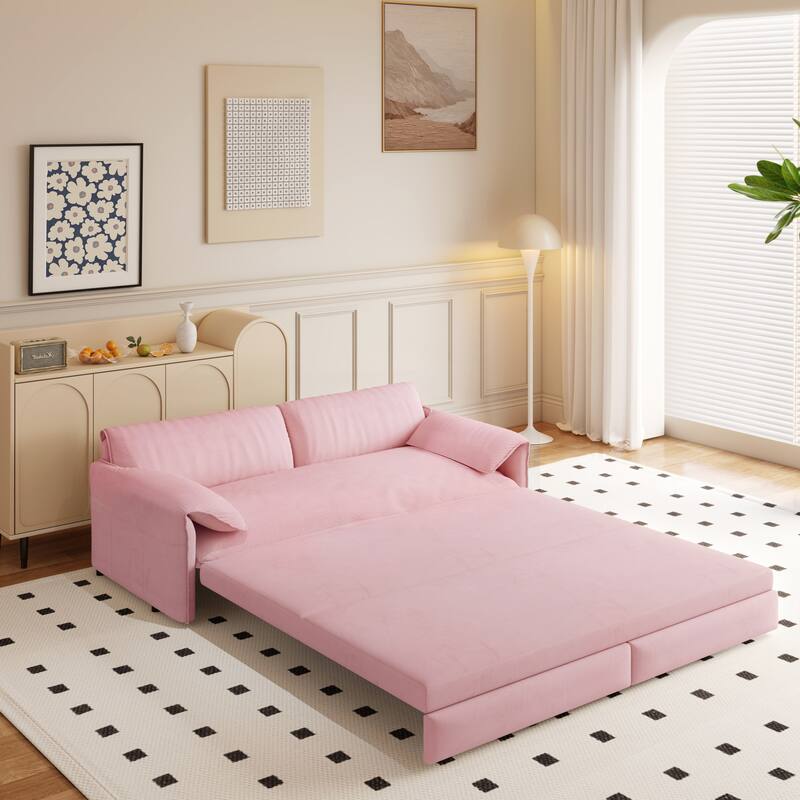 66" Queen 3-in-1 Convertible Sleeper Pull Out Sofa Bed