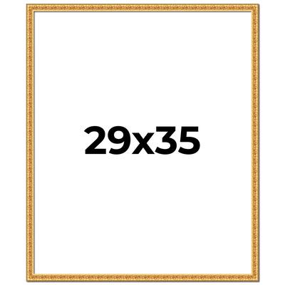 29x35 Frame Gold Real Wood Picture Frame Width 1 inches | Interior