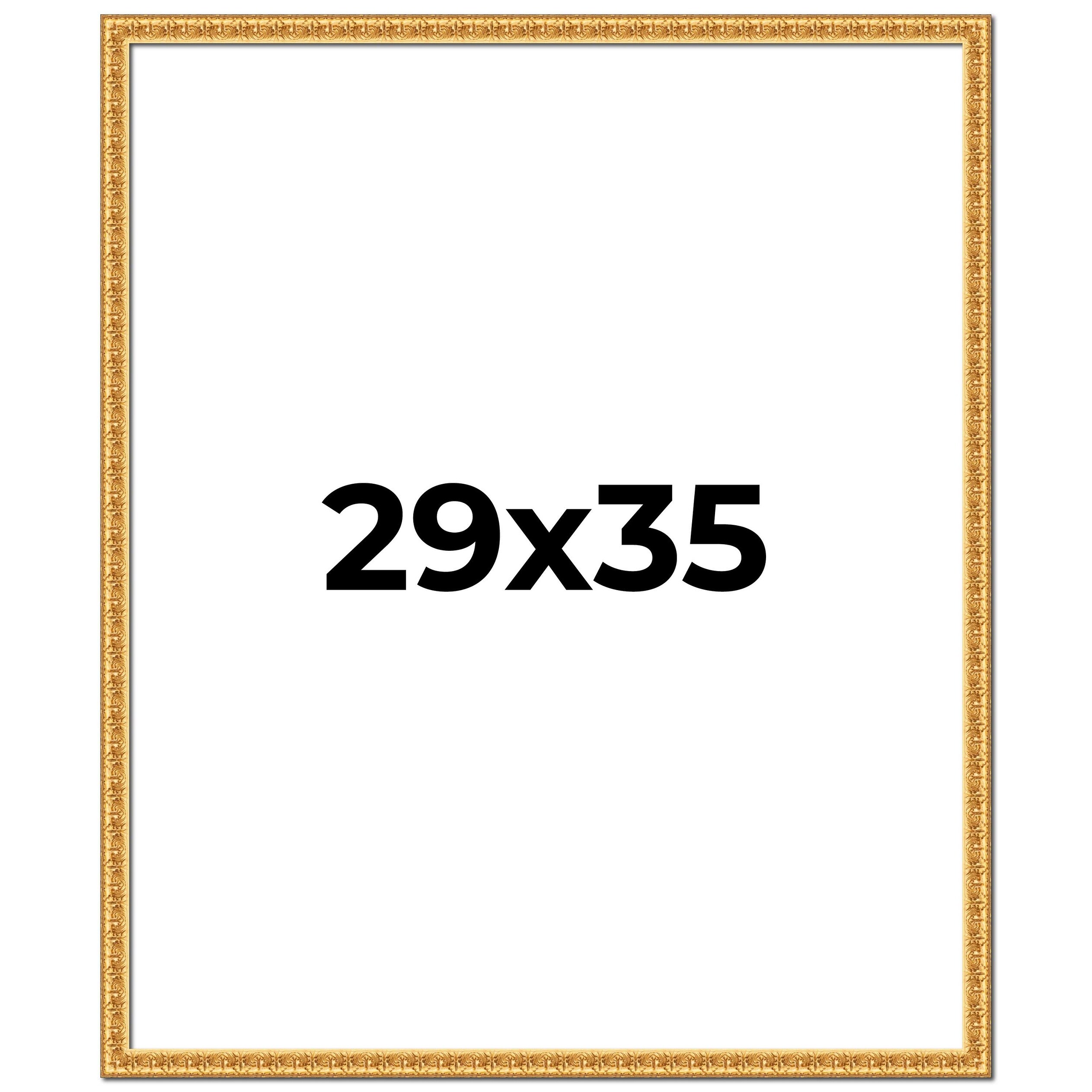 29x35 Frame Gold Real Wood Picture Frame Width 1 inches | Interior