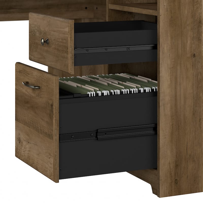 Cabot 60W L-Desk with Hutch, Cabinet and Bookcase by Bush Furniture