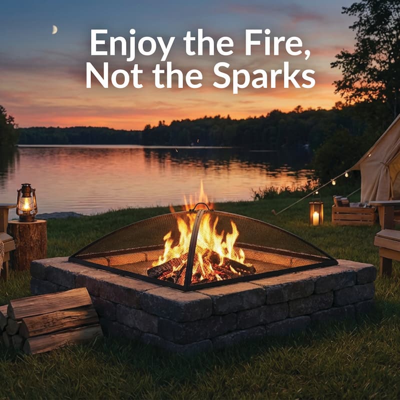 Sunnydaze Square Outdoor Fire Pit Spark Screen - 30" Square