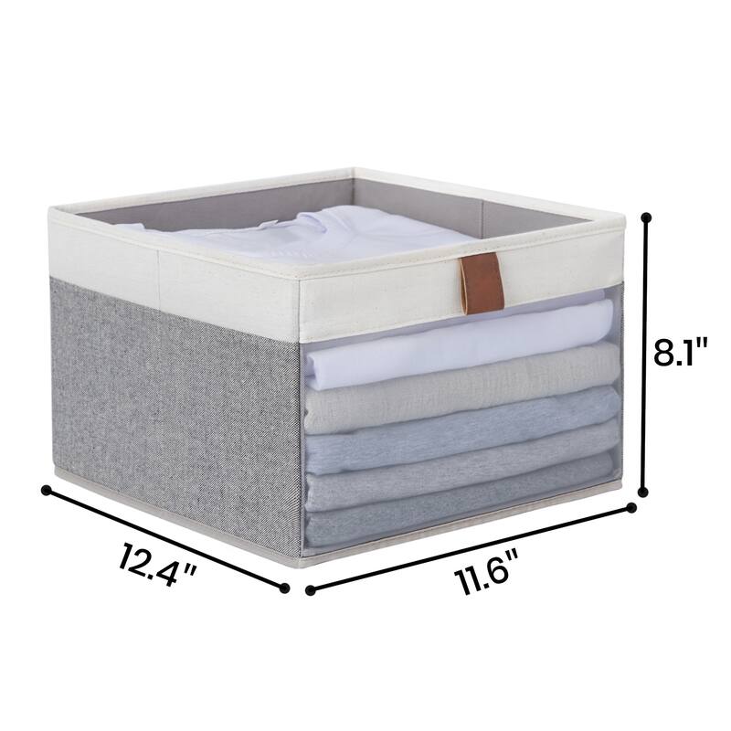 StorageWorks Foldable Storage Bins, Set of 3, Gray&White