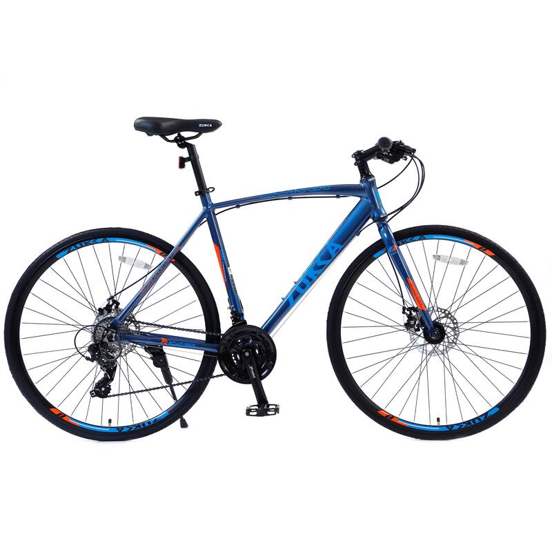 21 Inch Mountain Bike with Aluminum Frame, Road Cycling Bicycle with 24-Speed, Dual Disc Brake & Comfortable Saddle for Teens