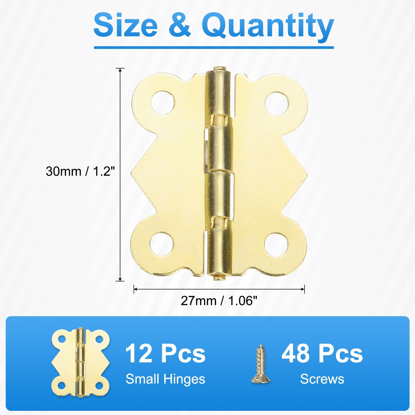 Small Hinges for Wooden Box, Folding Butt Hinges Cabinet Hinges with Screws for Cabinet Doors Wooden Box