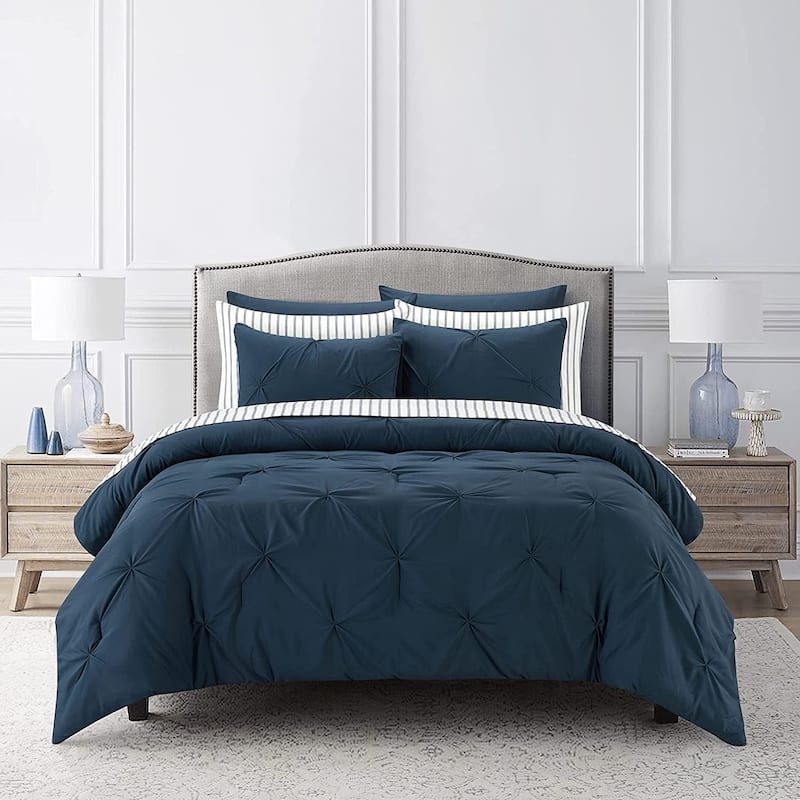 Sharper Image 9-Piece Down Alternative Pintuck Bed-in-a-Bag Set - King