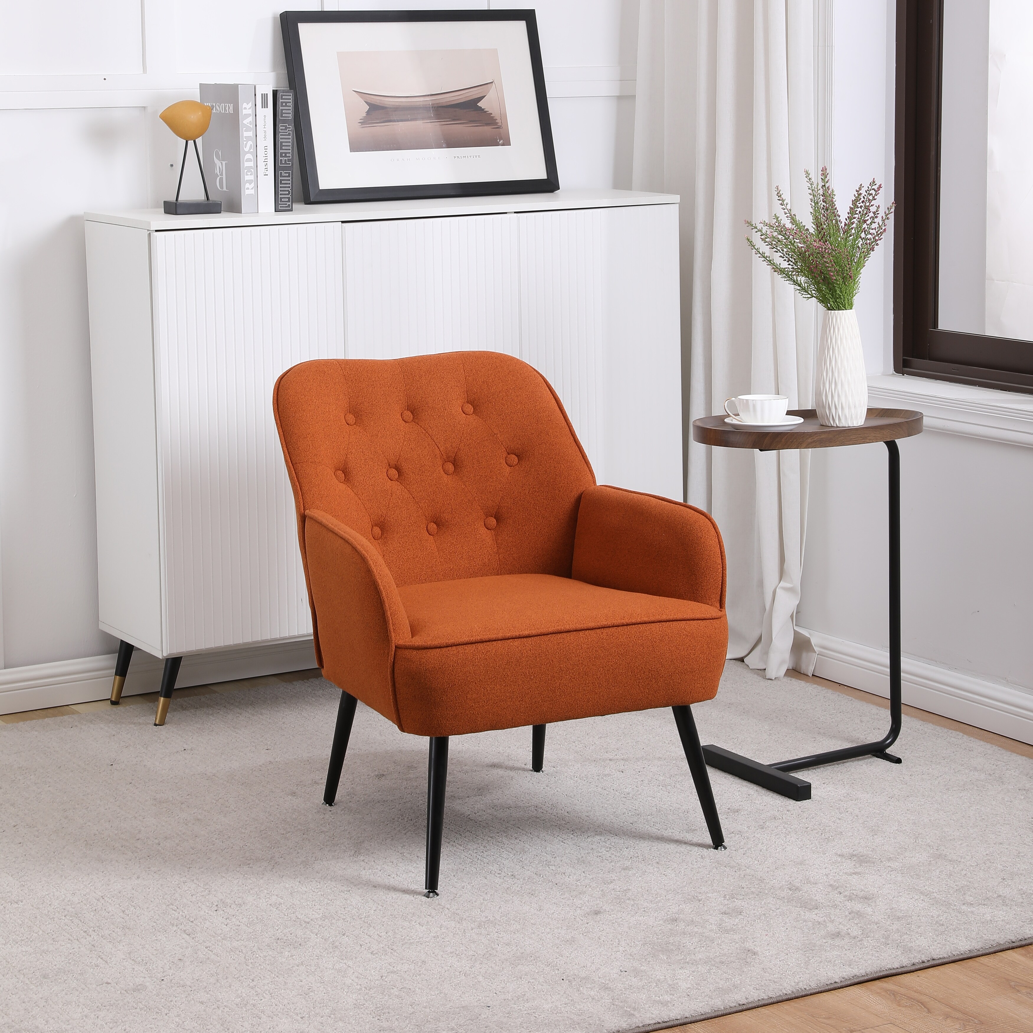 Accent Chair Mid Century Velvet Sherpa Armchair Comfy Arm Chair