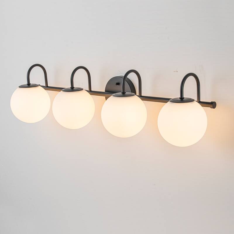 3/4-Light Dimmable Modern Bathroom Light Fixture with Frosted Glass