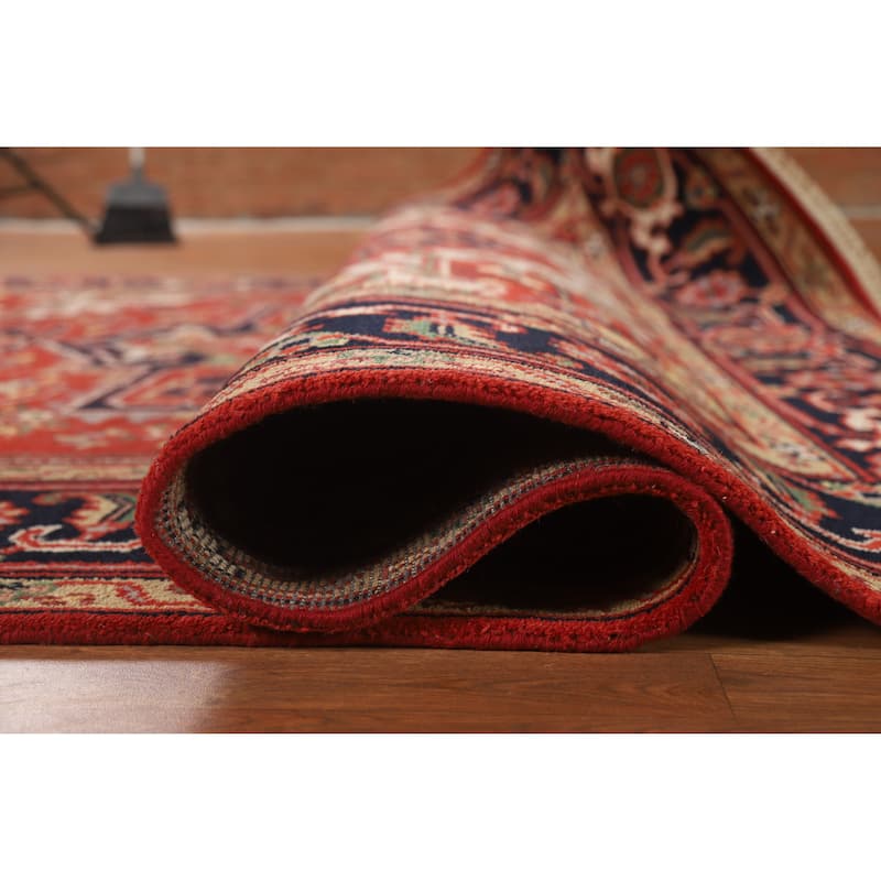 Hand Knotted Oriental 100% Wool Carpet Traditional Medallion Red Heriz (serapi) Area Rug - 10' 4'' X 7' 9''