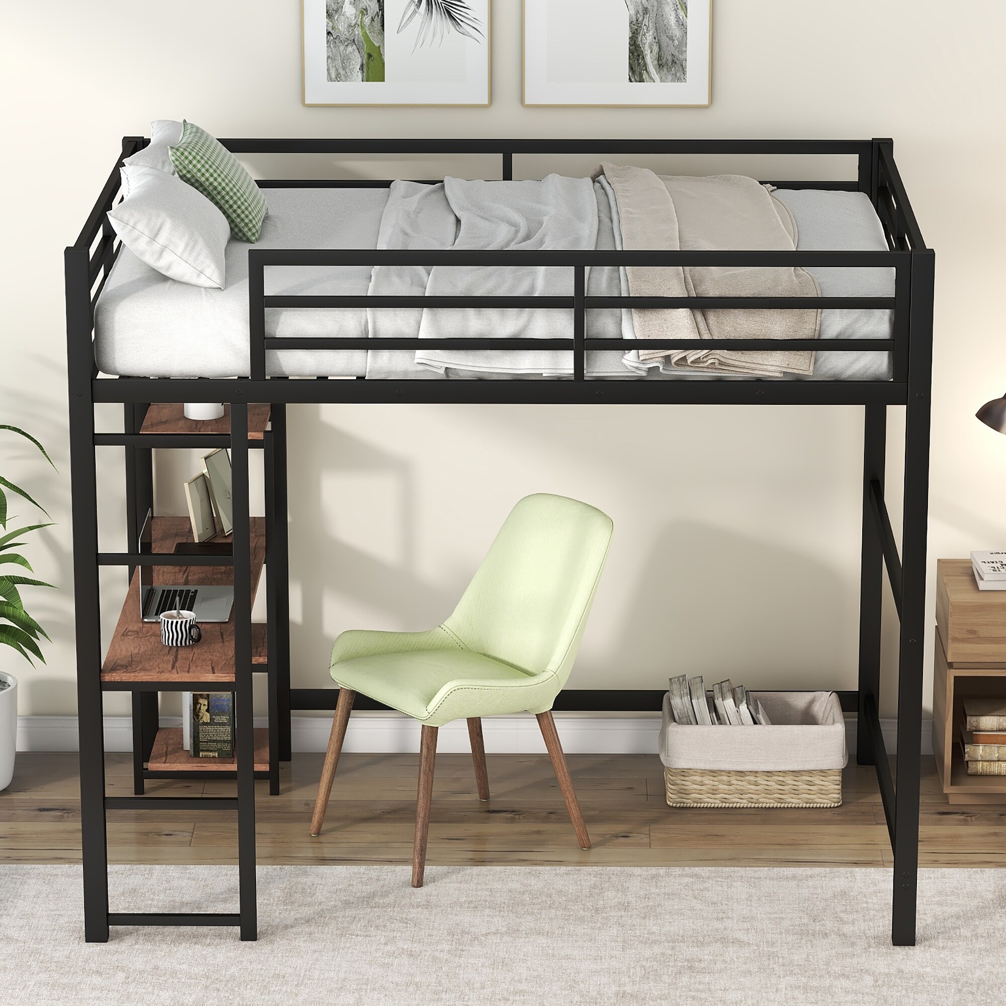 Little dreamer full metal loft bed with desk discount