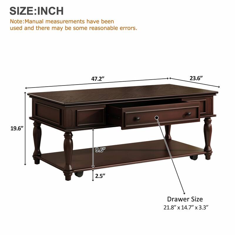 Farmhouse Coffee Table with One Drawer