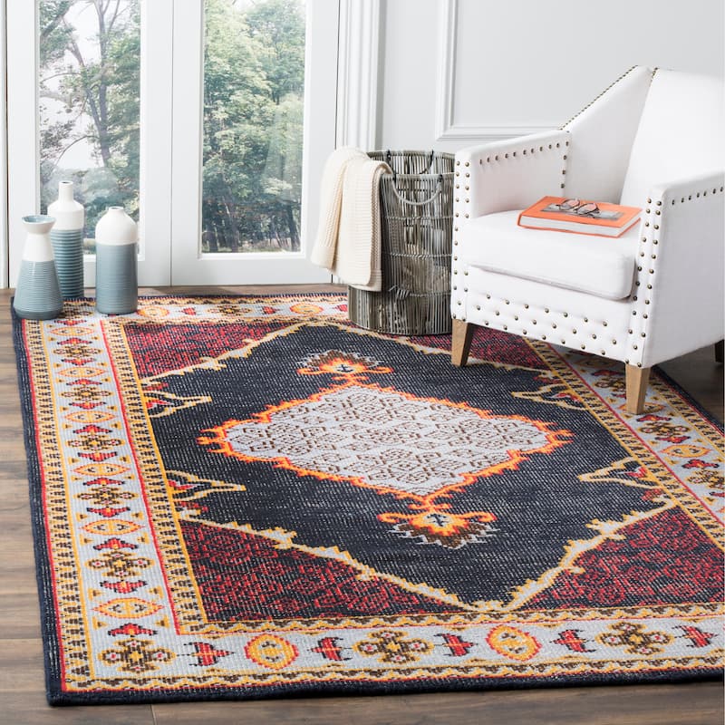 SAFAVIEH Hand-knotted Stone Wash Wilja Modern Wool Rug - 5' x 8' - Blue/Multi