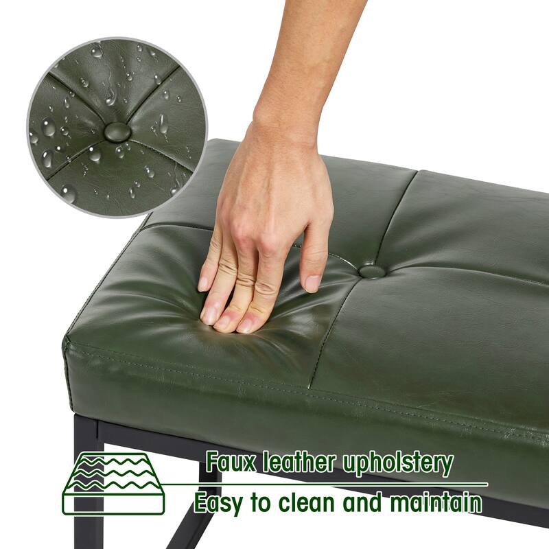 Glitzhome Set of 2 24"W Modern PU Leather Button-tufted Ottoman Foot stool