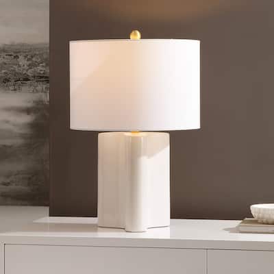 SAFAVIEH Lighting Anessa, 23 Inch, Cream/Brass, Ceramic Table Lamp - 15"W x 15"D x 23"H