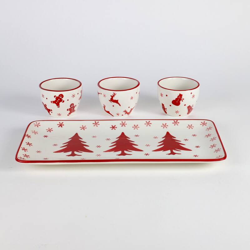 Euro Ceramica Winterfest 4 Piece Holiday Entertaining Set