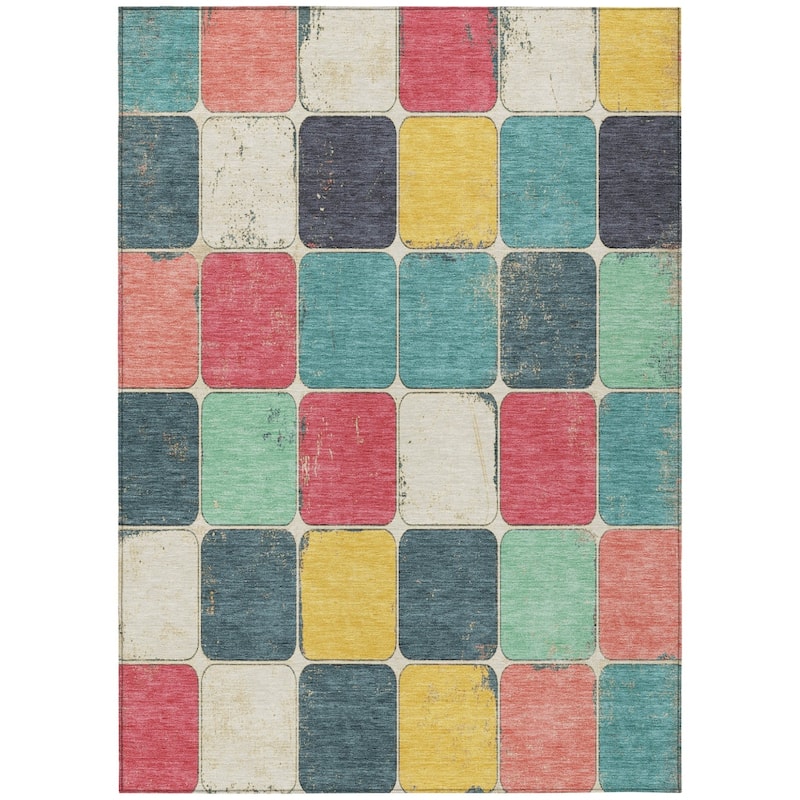 HomeRoots Geometric Transitional Rectangle Outdoor Rug