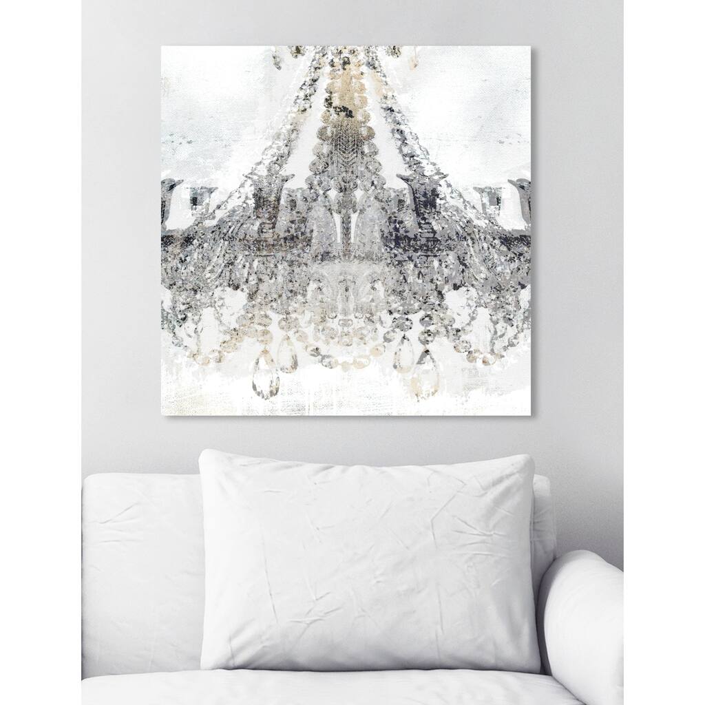 Oliver Gal 'White Gold Diamonds Square' Fashion and Glam Wall Art Canvas Print - Gray, White
