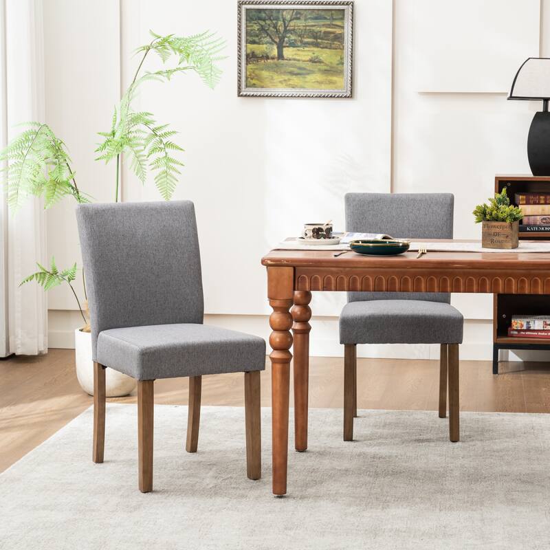 Upholstered Modern Dining Chairs, Linen Fabric Side Chairs Set of 2