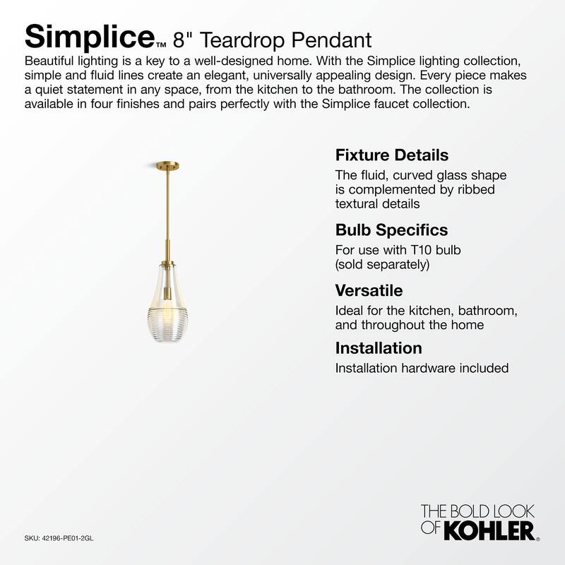 Kohler Lighting 42196-PE01 Simplice 8" Wide Mini Teardrop Pendant