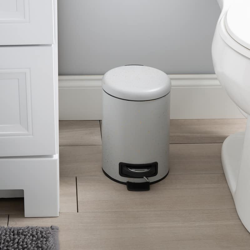 Elle Décor Speckled Design 3 Liter Step Bin with Lid Trash Can in Grey - 8.7"x 6.7"x 9.8"