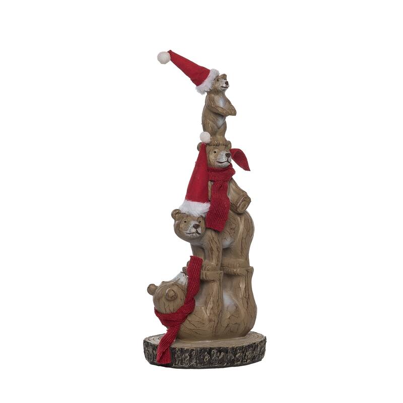 Transpac Resin 13.5 in. Multicolor Christmas Woodland Tumbling Bears