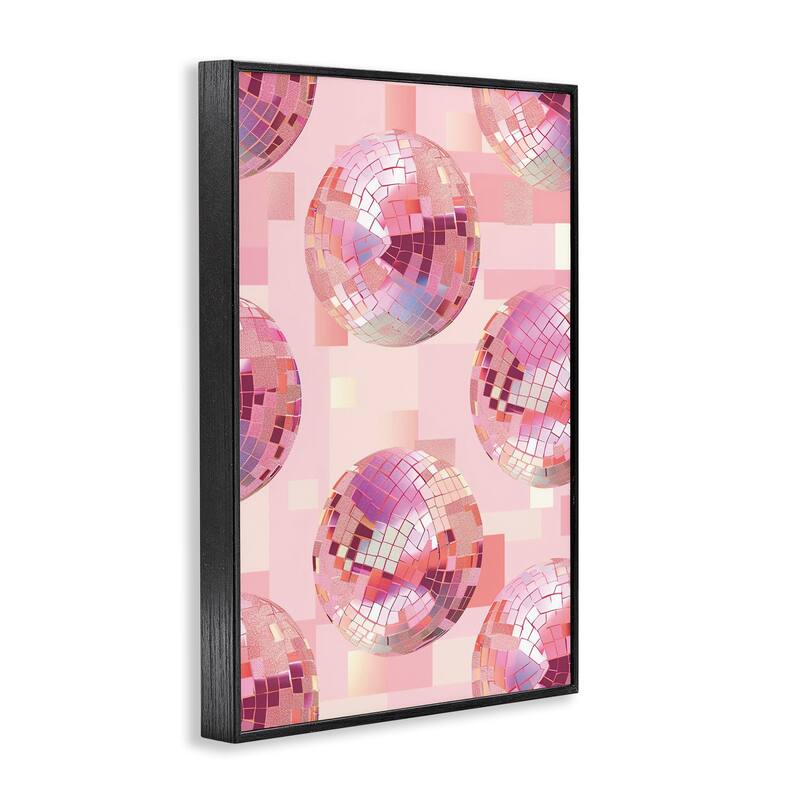 Stupell Feminine Pink Disco Balls Framed Giclee Art Design By LSR Design Studio